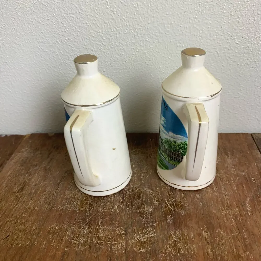 Vintage‎ ceramic coffee pot pitcher gold accent Alabama Salt & Pepper Shakers